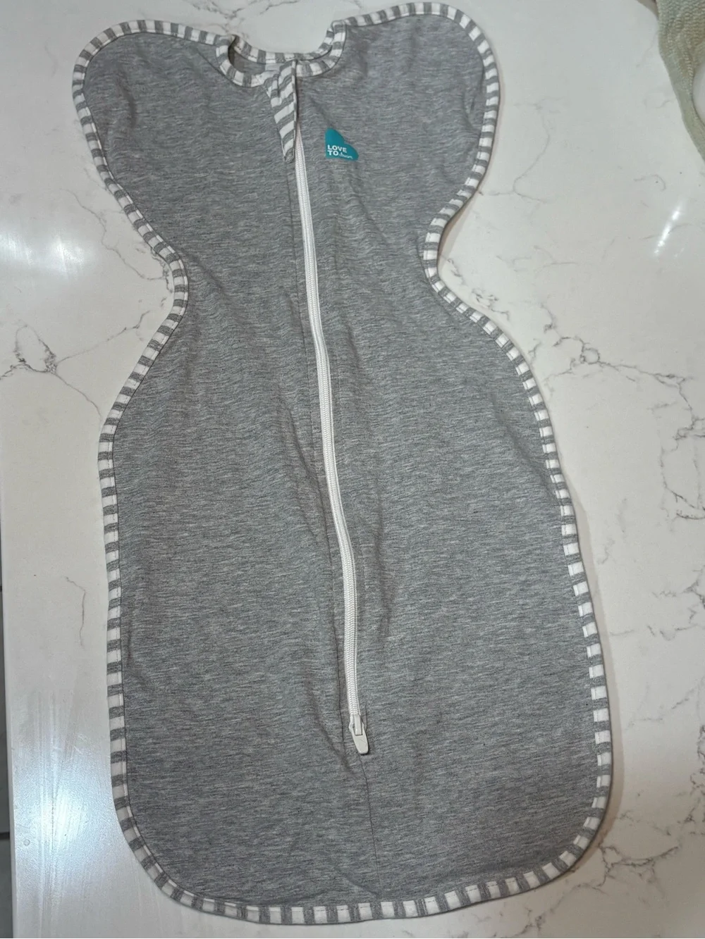 Love to dream Grey Swaddle Sleep Sack with Stripe Trim Size Newborn